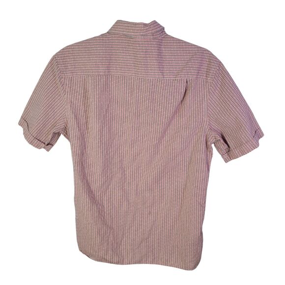 Van Heusen Mens Sz M 15 Red Blue Plaid Short Sleeve Button Down Shirt - Picture 5 of 11